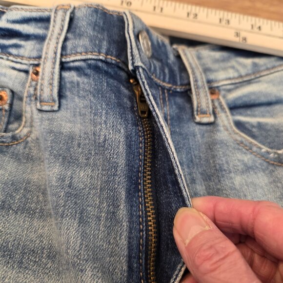 Daze Go Getter Jeans Distressed High Rise Flare Leg New Blue Size 26 - Picture 7 of 17